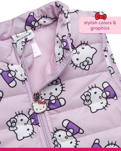 Image of Hello Kitty Girls Pants Set - 3 Piece Zip Up Vest, Long Sleeve Graphic Shirt, Fleece Pants - Matching Set for Girls (2T-12)