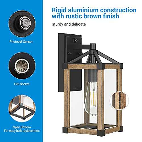 Dewenwils Dusk To Dawn Outdoor Wall Light Exterior Light Fixture Wall Mount, Rustic Brown Finish Outdoor Wall Lantern, Weatherproof Porch Light Wall Sconce Lamp For Garage Doorway Backyard Etl Listed #TOP2