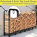 Amagabeli 8ft Firewood Log Rack Outdoor Heavy Duty Logs Holder for Fireplace Indoor Outdoor Adjustable Wood Racks for Fire Wood Holder Metal Pile Stand Storage Stacker Organizer Black