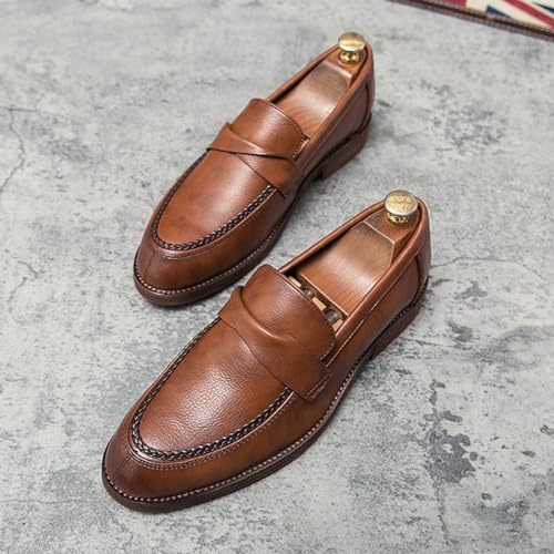 Men's Classic Formal Genuine Leather Penny Loafers Business Casual Non-Slip Leather Dress Oxfords Shoes3