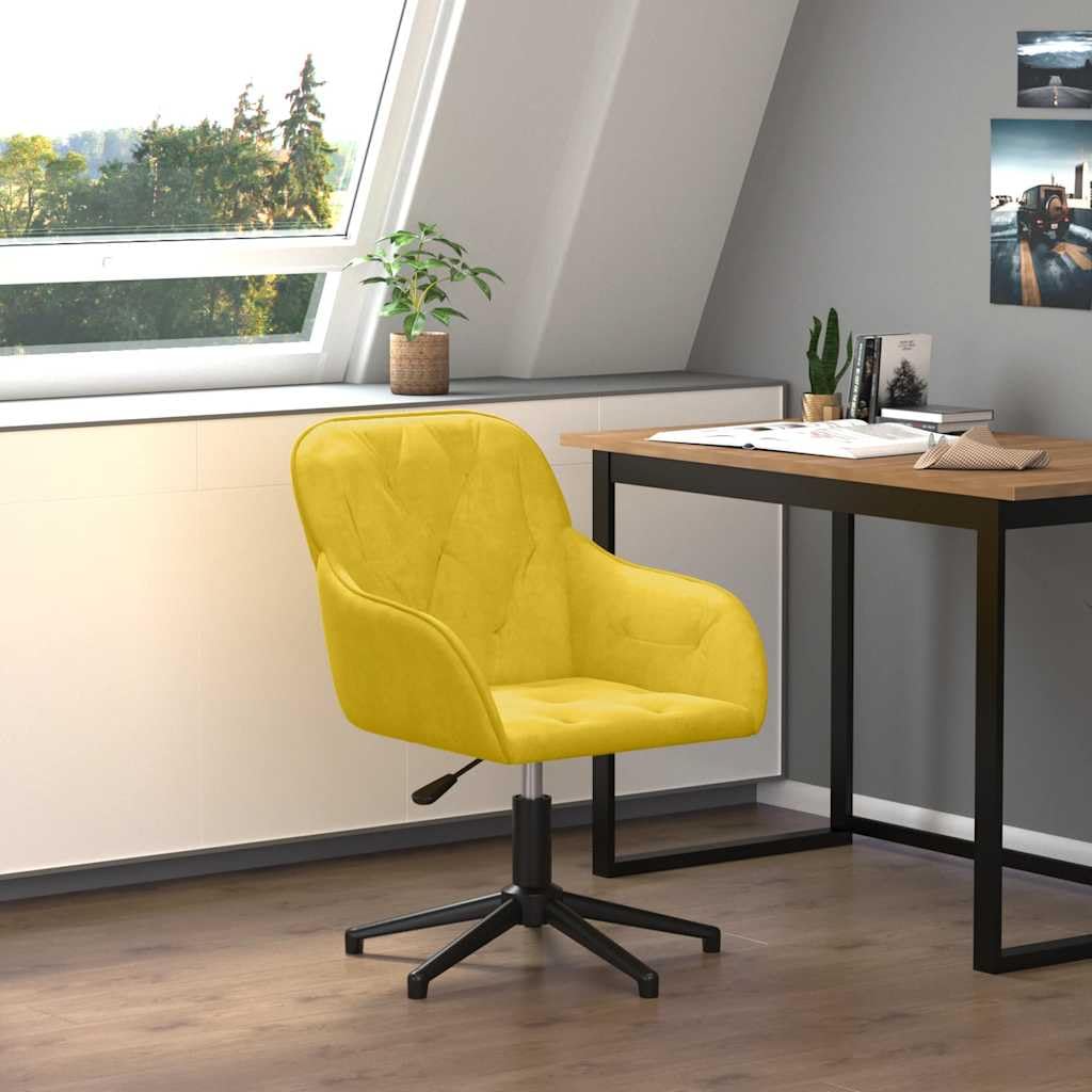 Hoopleep Office Chair Swivel Yellow Velvet Height Adjustable with Gas Lift Comfortable Desk Chair for Office and Study Robust Swivel Chair for Bedroom