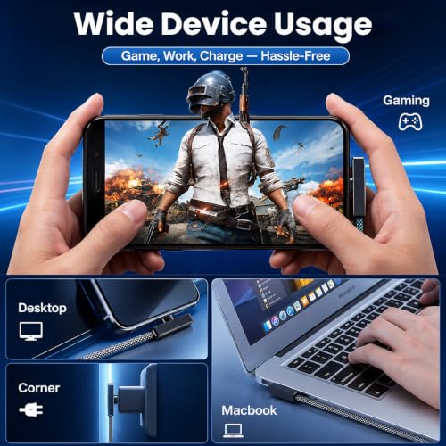 Image of Verilux 2Pcs 90 Degree C Type Charger Cable 6.6FT /2M, PD 60W Type C Cable Fast Charging with 480Mbps Data synch, Nylon Braided for iPhone 17 /16 /15 Series, Galaxy S26 /S25 /S24 /S23, iPad, MacBook