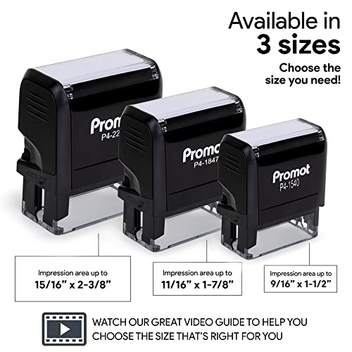 Promot Custom Stamp Up To 3 Lines Of Personalized Text - Choose Font, Color, Pad, Self-Inking Personalized Stamp, Custom Stamp For Return Address & Mailing Address, Office Stamps, Ink Stamps - Medium #TOP2