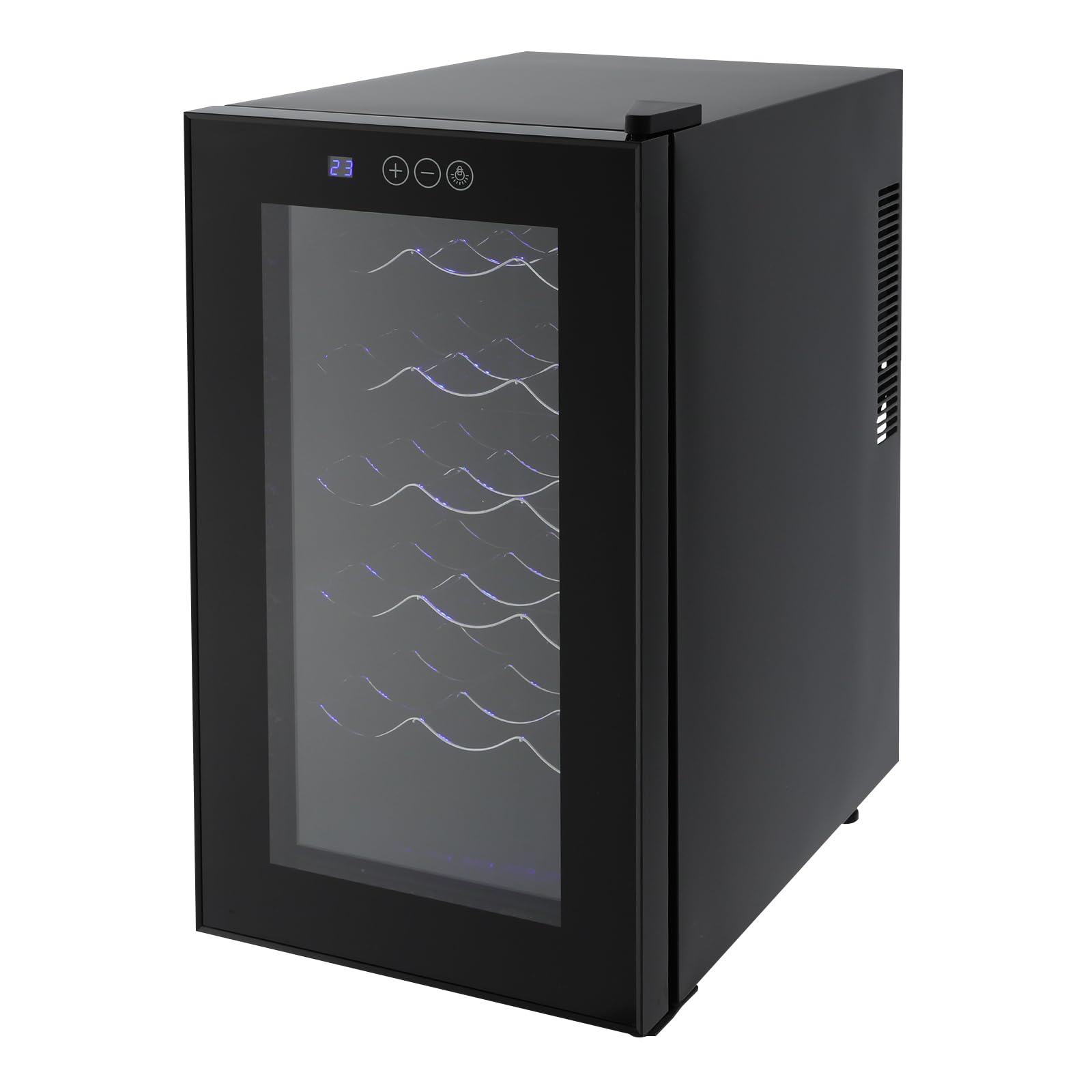 Weinkühlschrank mit Glastür 18 Flaschen 46 Liter 12–18°C LED-Beleuchtung leise