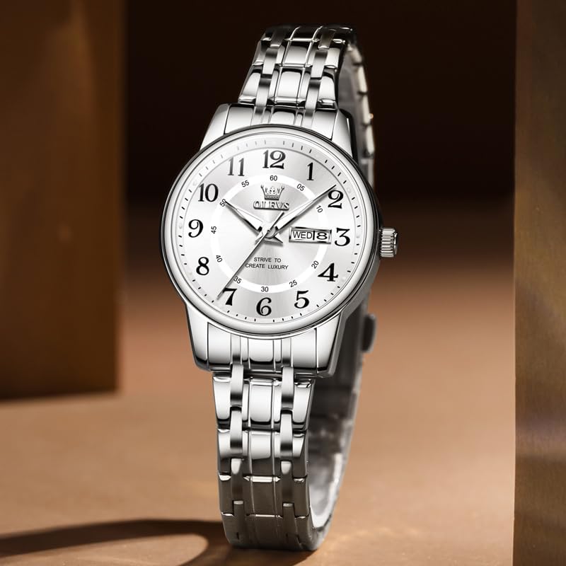 OLEVS Stainless Steel Women's Watch Dress Watches for Women with Date Fashion Ladies Business Waterproof Analog Quartz Small Wrist Watch Reloj Mujer - Image 2
