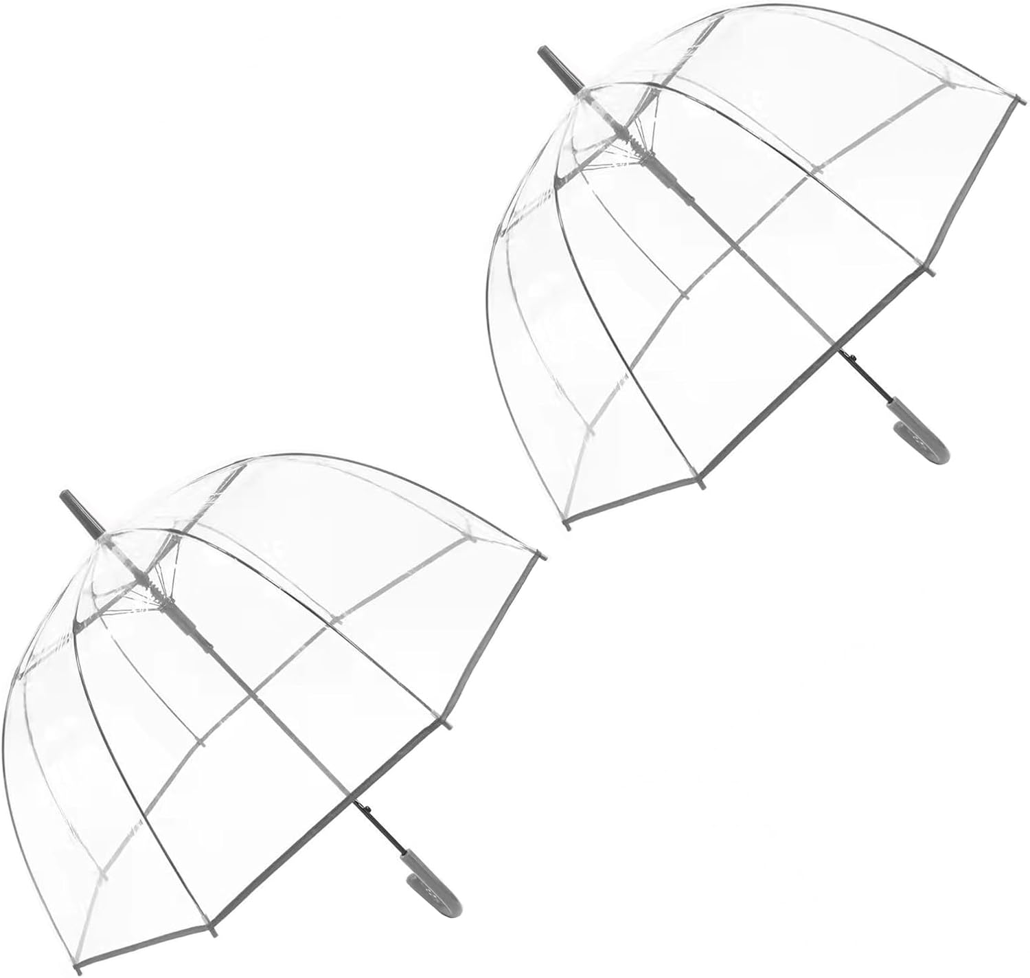 ThreeH 2 Pcs Bubble Umbrella Adult Automatic Open with Crystal-Clear POE Canopy Hook Handle for Photo Shoots Rainy Ceremonies Wedding
