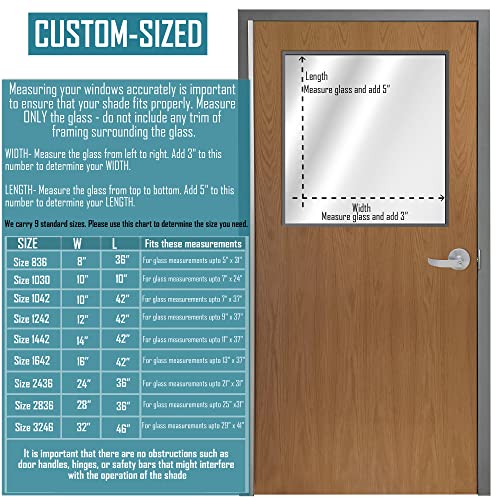 Image of ALP Lockdown Shades for Classroom Window & Door Coverings for School Safety in Traditional Fabric. Patented Blackout Design for Lockdowns. Custom & Standard Sizes. Made in USA (Polyester, 8 inch x 36 inch)