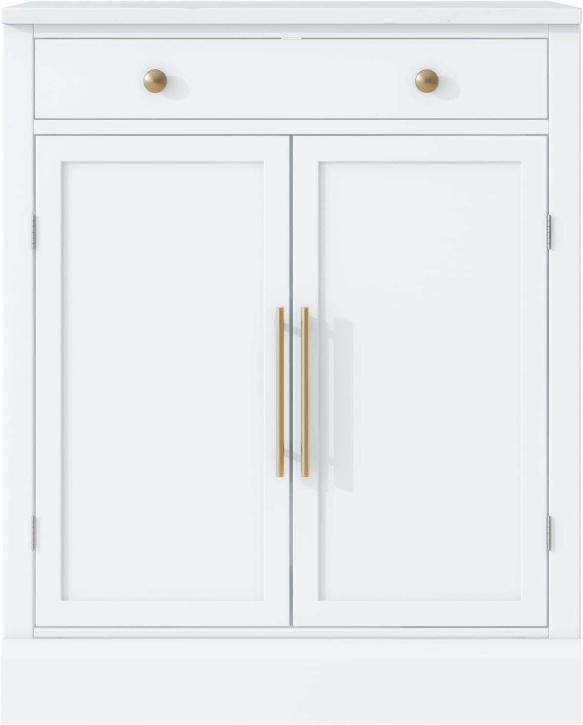 Modern Freestanding Kitchen Pantry,Buffet Food Storage, Coffee Bar Cabinet with Drawer, 2 Adjustable Shelves and 2 Door Shelves for Dining, Kitchen, Set of 2, White