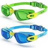 RIOROO Kids Swimming Goggles, 2 Pack Swim Goggles Kids 6-14 Years for Boys Girls No Leaking Anti-fog 100% UV Protection, Anti-glare Swim Goggles,for Triathlon Swim Goggles Other Summer Sports