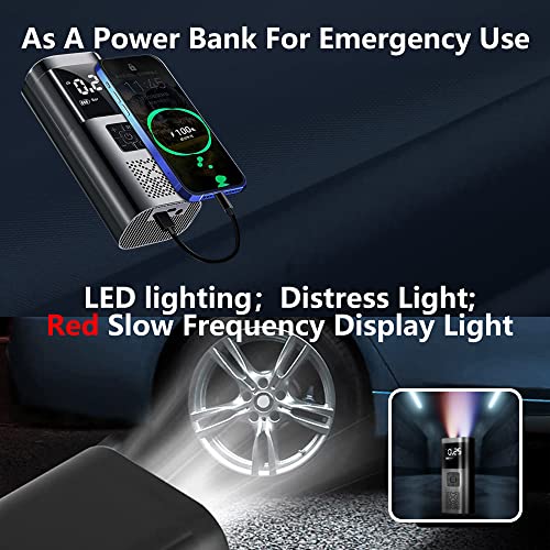 Image of Cordless Tire Inflator with 7500mAh Battery & 12V DC - 150 PSI Portable Air Compressor, Auto-Off, LED Display for Car, SUV, Truck, Motorcycle, Bike Tires