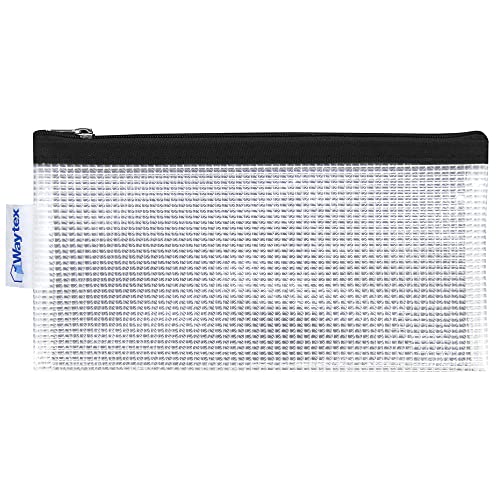WAYTEX Pochette Transparente Zippée, Trame textile Résistante, en EVA sans PVC, format 22 x 11 cm - fermeture Noire Cover