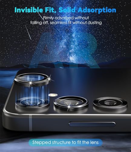 Image of ZARALA Camera Lens Frame Glass Compatible with Samsung Galaxy S25 FE 5G Tempered Glass Aluminum Alloy Frame Individual Camera Lens Protector Cover (Galaxy S25 FE 5G, Black)