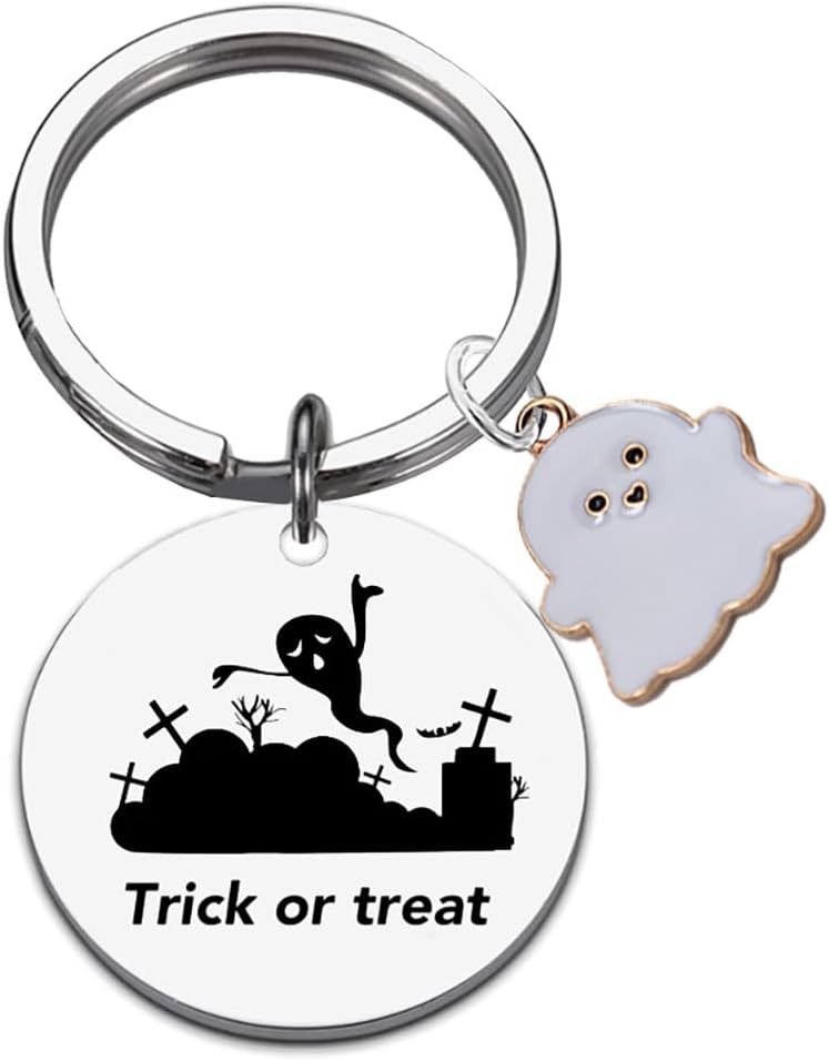 cute ghost charms stainless steel keychain holloween gift for kid boys and girls Halloween E