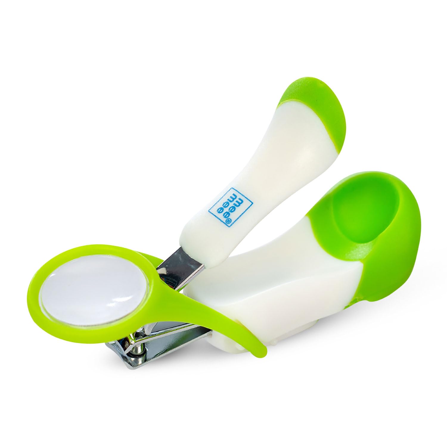 Mee Mee Baby Nail Clipper with Magnifier Zoom Lens, Safety Nail Cutter for New Born Babies Infant Toddler (Single Pack - With Magnifier, White/Green)