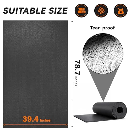 Image of Treadmill Mat for Carpet &Hardwood Floors, 79 inch x 39.4 inch 0.2 inch Thick High Density, Non-Slip Fitness Equipment Mat, Mat for Under Treadmills, Elliptical, Exercise Bikes, Stationary Cycles
