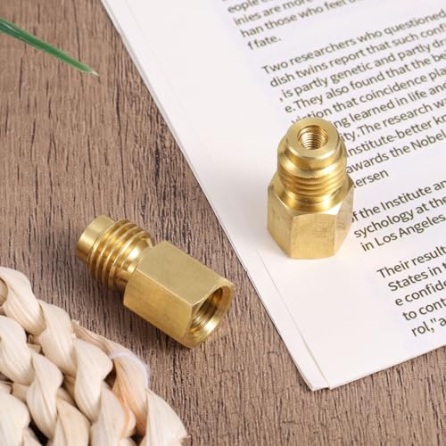 Image of lasuroa 2pcs Brass Refrigerant Tank Adapters, R134A to R12 Fitting Adapter 1 /2 inch Female to 1 /4 inch Male Flare Vacuum Pump Port Connection Kit for AC Refrigerant System