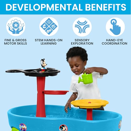 Image of Spidey and His Amazing Friends Water Table by Delta Children | 3-Tier Activity Water Play Table with 11-Piece Toy Set | Water Sensory Table + Beach Toys for Backyard for Toddlers Ages 2+, Blue