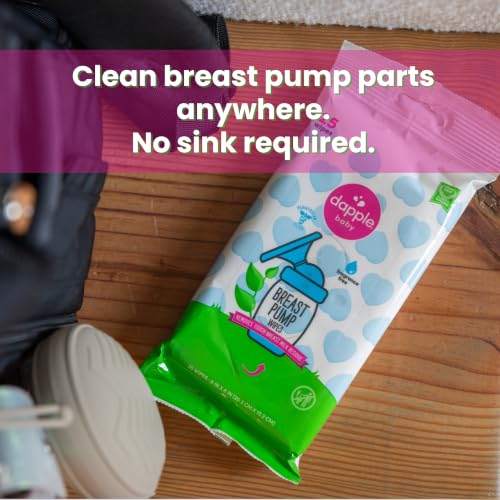 Image of Breast Pump Wipes by Dapple Baby, Hypoallergenic & Powered by Plants, Removes Milk Residue, Leaves No Taste, Convenient Wipes Pouch, Fragrance Free, 25 Count (Pack of 1)
