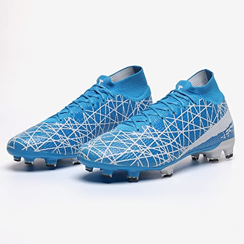 Vizoyeo Soccer Cleats For Mens Womens Girls Football Cleats Wide Youth Big Boys Professional Fg Training Shoes (Medium, Blue, Numeric_38) #TOP2
