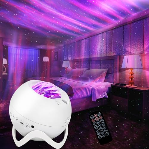 MHAZDZE Sternenhimmel projektor, Galaxie Projektor mit Bluetooth, Fernbedienung, 360-Grad-Panorama-Sternenhimmel, 8 weiße Rausch-Nachtlicht für Schlafzimmer, Party, Heimkino