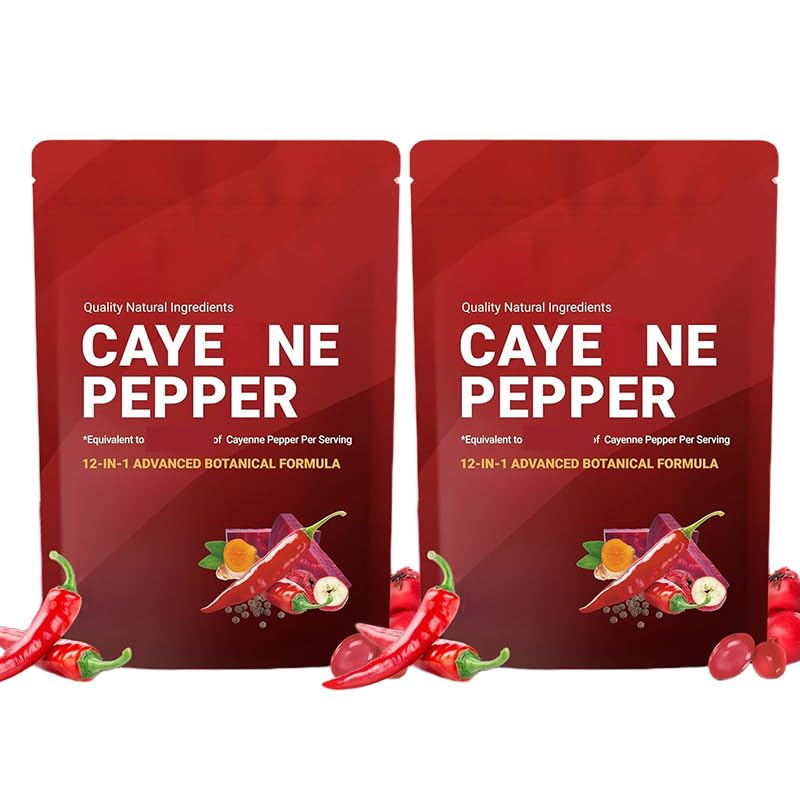 Cayenne Pepper, soutient les veines des jambes, le cœur et les vaisseaux sanguins | Sans additif - sans OGM (2 pièces)
