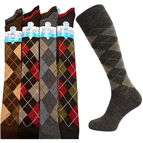 Mens Long Hose Cotton Rich Argyle Summer Golfing Sport Knee High Socks Size 6-11 (Assorted (03 Pairs)) Cover