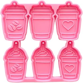 Coffee Cup Silicone Keychain Mold Polymer Clay Mold,Epoxy Resin Mold Jewelry Resin Casting Molds for Earrings Pendant Necklace
