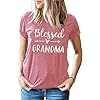 Blessed-Grandma-Shirt-Funny-Cute-Graphic-Tees-Women-Letter-Print-T-Shirt-Casual-Short-Sleeve-Tops Blessed Grandma Shirt Funny Cute Graphic Tees Women Letter Print T-Shirt Casual Short Sleeve Tops (XL, Red)