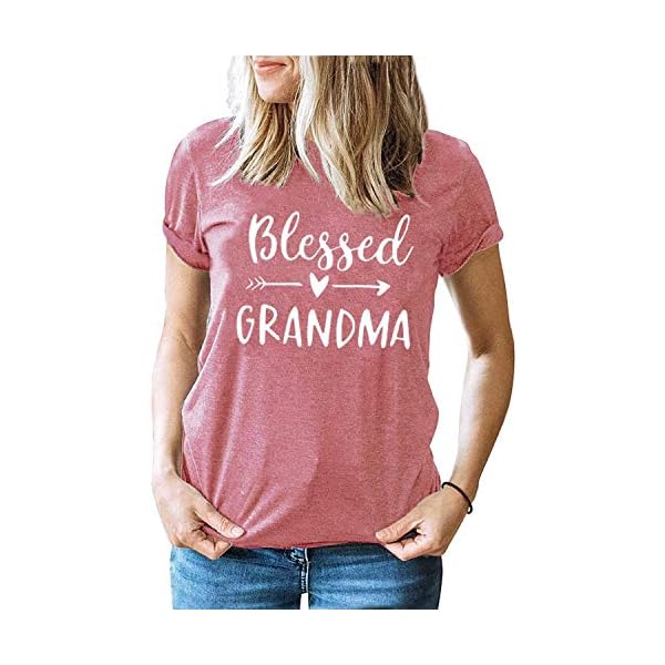 Blessed-Grandma-Shirt-Funny-Cute-Graphic-Tees-Women-Letter-Print-T-Shirt-Casual-Short-Sleeve-Tops Blessed Grandma Shirt Funny Cute Graphic Tees Women Letter Print T-Shirt Casual Short Sleeve Tops (XL, Red)