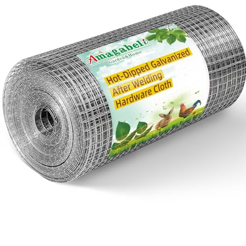 AMAGABELI GARDEN & HOME Hardware Cloth 1/4 inch 16inx20ft Galvanized After Welding 23 Gauge Square Chicken Wire Fence Mesh Roll Raised Garden Bed Plant Supports Poultry Netting Cage Snake Fence
