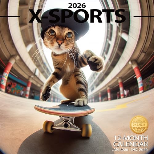 2026 Wall Calendar Extreme Sports Planner Calendar, Hangable Monthly Wall Calendar with Large Blocks for...