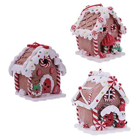 TOYANDONA 3 Stücke Räucherhaus Christbaumanhänger Weihnachtsbaumschmuck Weihnachten Lebkuchenhaus mit LED Beleuchtung Weihnachtsbaum Anhänger Cover