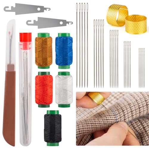 36 Pcs Sewing Tool Set, Premium Big Eye Steel Needles,