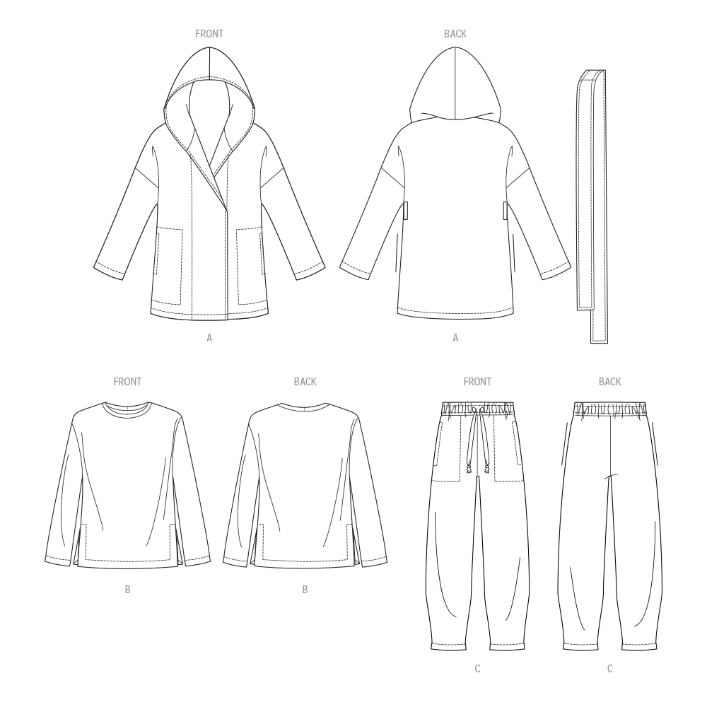 Vogue V1975A Misses' Knit Jacket with Belt, Top and Pants A (XS-S-M-L-XL-XXL), Multicolour - Image 3