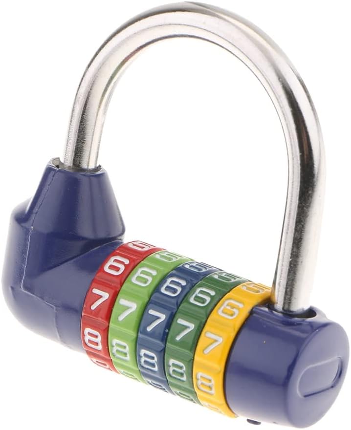Mini Combination Padlock, 5 Digit Number Password Code Dial Combo Lock (Color : D) (E)