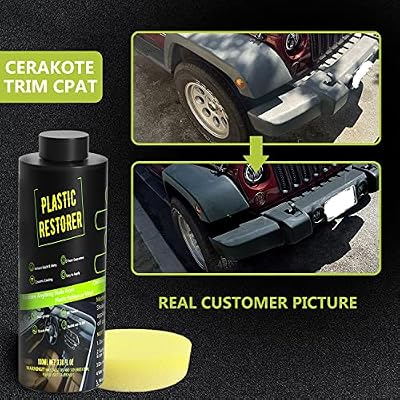 Plastic Restorer for Cars, Back to Black Plastic Restorer Ceramic Coating, 100 ML Plastic Restorer & Hydrophobic Trim Coating Prevents Cracking, Rubber, Plastic Ceramic Coating Last Over 200 Washes