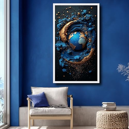 Tableau abstrait sur toile globe terrestre pour illuminer votre salon moderne