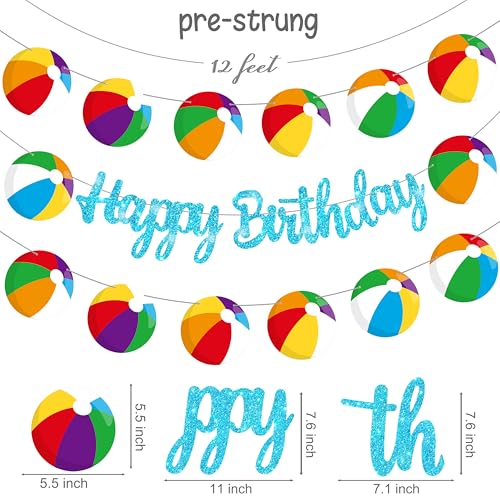 Image of 3Pcs Beach Ball Birthday Party Banners Beach Ball Birthday Party Decorations Summer Pool Theme Banner Garlands for Summer Theme Party Baby Shower Supplies