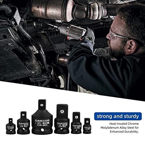 DAKCOS 6 PCS Impact Socket Adapter Set - 1/2" to 3/8", 1/4" to 3/8", 3/4" to 1/2" Convertor Adapter Set Fits Impact Driver, CR-MO - Image 4