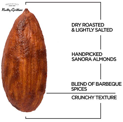 Image of Nutty Gritties Barbeque Almonds (BBQ) - Healthy Party Snack, Dry Roasted, Non Fried, Zero Oil, Crunchy, Tasty - (Pack of 8-21g each), 168g