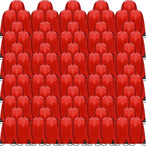 Image of Shappy Drawstring Backpack Bulk Sports Gym Cinch Bag Polyester String Bag for Men Women(Red,200 Pcs)
