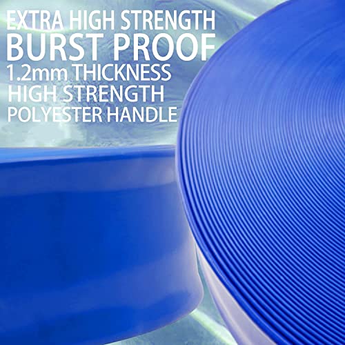 Poolvio 1-1/2" X 100' Professional Blue Backwash Hose With Clamps, General Purpose Reinforced Pvc Lay-Flat Water Discharge Hose,For Use While Back-Washing Filters And Draining Pools #TOP4