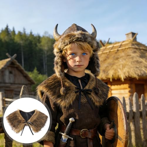 Capa de piel sintética vikinga para niños miniatura 2