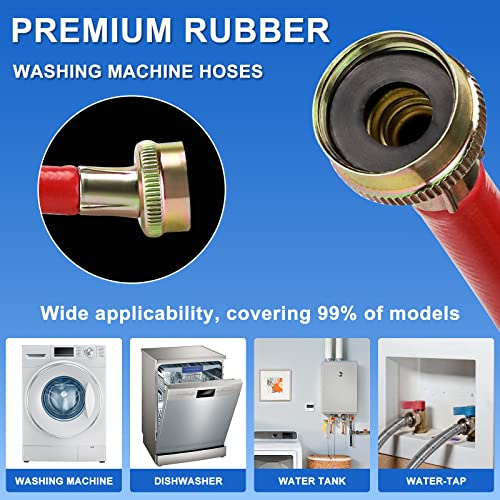Ami Parts 4FT-WASHERHOSESRB-2 4 Ft Rubber Washing Machine Hoses Burst Proof Water Supply Lines thumb #5