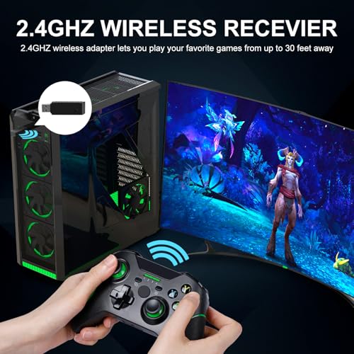Xbox One Controller for Xbox One,Xbox Series X/S,Windows PC,Xbox Controller Wireless with 2.4GHz Wireless Adapter,with 3.5mm Audio Jack,Black - Image 4