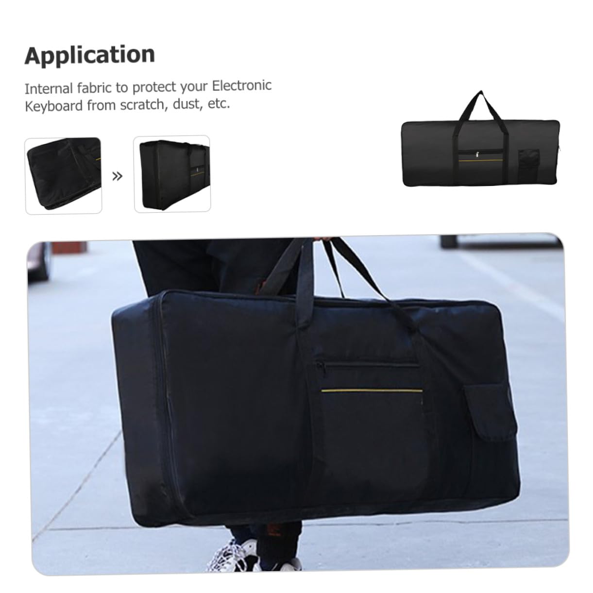 Borsa per Tastiera Elettronica Doppia come Borsa a Mano e Zaino 61 Tasti Oxford Nera Comoda per Trasporto
