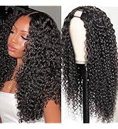 Yavida U Part Wig Human Hair Curly U Part Wigs for Black Women 180% Density U Part Human Hair Wig...