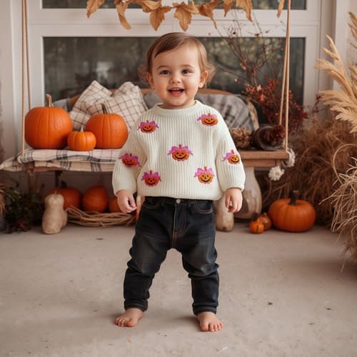 Toddler Baby Boy Girl Halloween Sweater 12 18 24 Months 2T 3T Ghost Printed Long Sleeve Crew Neck Chunky Knitwear4
