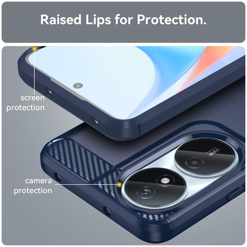Image of Hybrid Carbon Fiber Back Case for Honor X7B (Blue)