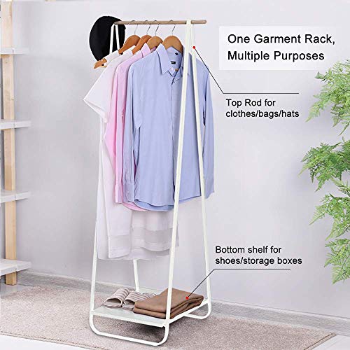 Jefee Narrow Clothes Rack - Simple Garment Rack With Shelf 1-Tier Coat Clothing Organizer Storage For Small Space, Entryway, Bedroom, White… #TOP1